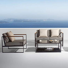 Meubletmoi - Divano basso a 2 posti da giardino, di tendenza, in alluminio, colore: grigio antracite, braccioli in legno e cuscini in textilene