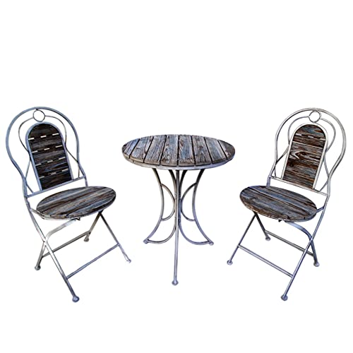 LONG-L Set da Bistrot da Esterno in 3 Pezzi Tavolo E Sedie | Tavoli E Sedie da Giardino Pieghevoli,per Giardino,Portico,Cortile,C-1xtable,2xchairs