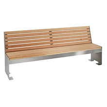 Panca da giardino Novalis con schienale in acciaio inox levigato, larice oliato
