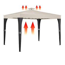 Deuba Gazebo polyrattan 3x3m Doppio Tetto antimacchia Resistente Raggi UV Padiglione Giardino Crema