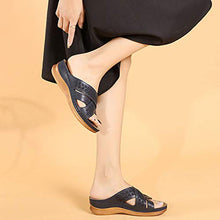 AFANG Sandali Zeppa Donna Casual Punta Tonda Piattaforma, Caviglia Comfort Estivo Scarpe Passeggio Antiscivolo, Tacco Cava Comfort Antiscivolo Moda Sandali,D,42