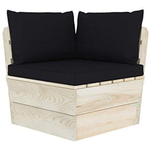 SKM Set Divani da Giardino su Pallet 6 pz con Cuscini Legno Abete (122.7kg) Nero