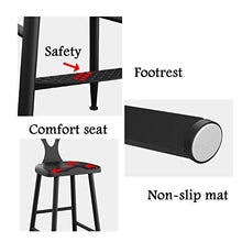 LLT Pratico sgabello Exquisite 2 Pz Bar sedia della cucina Bar Sgabelli colazione cucina contatore Chair Black Metal Telaio ergonomico sede di legno di sicurezza Schienale,45 cm,45 cm