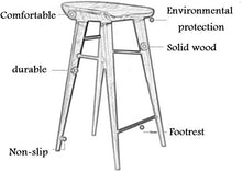 JXXDDQ, sgabello da bar per mobili da bar, in legno massello, poggiapiedi per colazione, pub, cucina, sala da pranzo, sedia ergonomica di sicurezza (colore naturale, dimensioni: 55 cm)