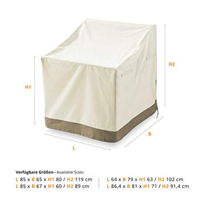 Lumaland Telo Copertura di Protezione per mobili da Giardino Impermeabile per sedie da Giardino in Legno Adirondack 91, 4 (H) x 86, 4 (L) x 81, 3 (l) cm Beige Oxford 600D 280 g/m²