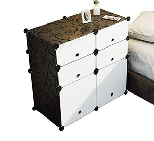 OCCP Armadio da Camera da Letto Fai-da-Te Armadio Multifunzione Scatola di plastica Decorazione Domestica e Deposito per Bambini (Bianco e Nero)