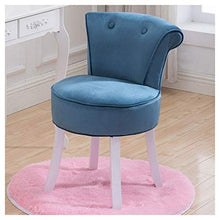YS Sedia Trucco Rotondo Tappeto Tappetino Set Spogliatoio Allattamento Al Seno Schienale Alto Velluto Salotto Camera da Letto Guardaroba Mobili Sgabello da Bar,Blu