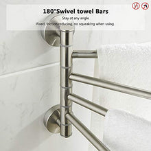 BGL Portasciugamani girevoli, in acciaio inox 304 girevole porta asciugamani, da parete con 4 bracci, finitura nichel spazzolato