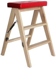 Sgabello legno Delle famiglie multi-funzione scaletta pieghevole struttura creativa scala in legno massello Scala Sgabello coperta mobile Ladder Chair Crescente Scala Piccolo ladde ( Color : Red )