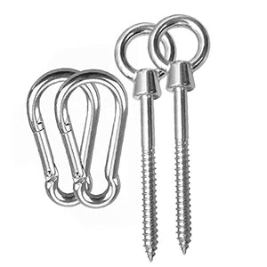 Amaca Ganci Appesi Kit Heavy Duty Oscillazione Piastra Appendini Heavy Duty in Acciaio Inox Eye Con Moschettone Viti Moschettone Per Swing Argento