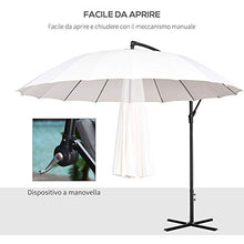 Outsunny Ombrellone Decentrato da Giardino Φ296cm, Ombrellone a Braccio per Esterni Bianco Crema con Base a Croce