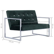 vidaXL Divano a 2 Posti con Braccioli Design Originale Moderno Elegante Robusto Confortevole Durevole Sicuro Velluto Sofà Canapè Verde Scuro Cromato