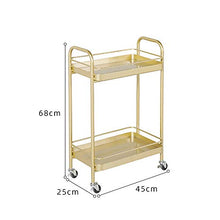 BLWX LY Carrello di stoccaggio in Ferro, ripiano a 2 Piani con Ruote ， Ripiano for organizzatore for Salone di Bellezza, Carrello da Cucina Stretto ， Oro