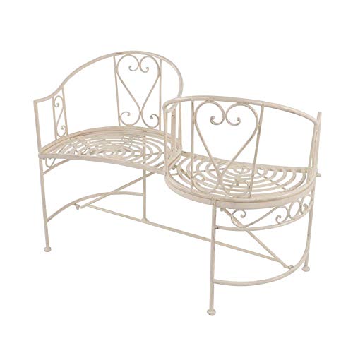 Gartentraum Panchina da Giardino Romantica a 2 posti - Bianco Antico - Loveseat Destra
