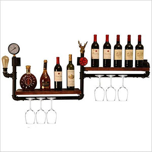 Cremagliera Del Vino Del Metallo Porta Bottiglie E Vetro Cremagliera Del Vino Creativa - Portabottiglie A Parete, Porta Bicchiere Alto Vino, Porta Decorazioni Per La Casa