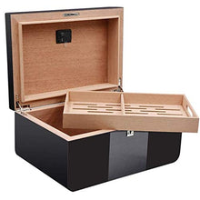 ZLMMY Fibra di Carbonio Design Artigianale Moderna Cedar Humidor con Front Digitale igrometro e umidificatore Gel