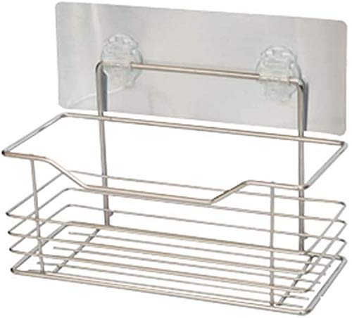 UWY Nessuna Perforazione Cesto portaoggetti Appeso Adesivi Senza Cuciture Mensola Doccia per Bagno in Argento Staffa in Acciaio Inossidabile Supporto Rettangolare Scarico Supporto a Parete Vasca