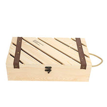 Rehomy Red Wine Box Wooden Slanted Bar Wine Gift Box Holder with Handle Rope for 2 Bottles of Wine