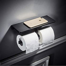 YAeele Nero Alluminio dello Spazio Bagno Mensola Impermeabile Supporto for Rotolo Storage Rack Telefono Rack a Parete Piazza Rack ripiano