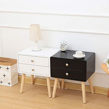 YIFAA Comodini Camera da Letto Set da Scandinavo con Cassetto per Letto, Soggiorno, Ufficio (Nero - Set da 2, 42x32x50cm)