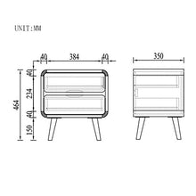Comodino HAIZHEN retrò a 2 cassetti con Gambe in Legno massello, tavolino Contenitore for Camera da Letto, 46,4 * 35 * 46.4 cm
