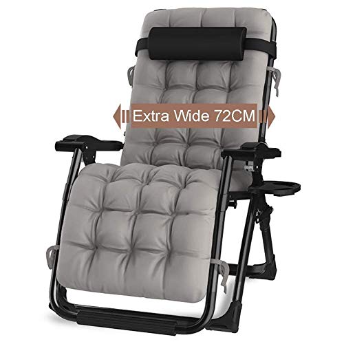 Lounge Chair Sedia a gravità Zero reclinabile da Esterno con portabicchieri, Sedia a Sdraio Regolabile Molto Ampia per Piscina da Giardino con Patio, con Supporto Cuscini 200 kg