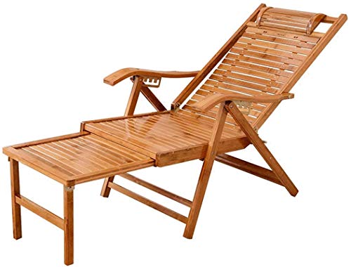 XBR Zero Gravity Lettino Prendisole, Sdraio reclinabile Sedia a Sdraio da Giardino Reclinabile in bambù con braccioli Poly Rattan e Legno massello di Acacia