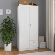 Festnight Armadio Multiuso Bianco Lucido con 2 Ante e 2 Cassetti 80x52x180 cm in Truciolato