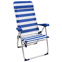 Arcoiris Sedia da spiaggia, letto a 4 posizioni con tasca posteriore con manici e testa regolabile in altezza (2 unità, righe blu e bianco)
