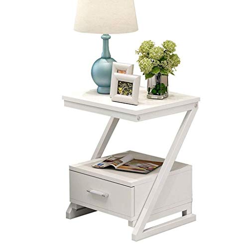 Comodino Comodini Moderna struttura in acciaio a forma di Z Tavolino laterale / terminale con 1 cassetto Consolle E1 Tavolo Consolle Scaffali Organizer Soggiorno Libreria per ufficio Comodino Armadio