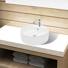 Roderick - Lavabo da bagno in ceramica con foro di troppopieno bianco, dimensioni: 465 x 155 mm (diametro x H).