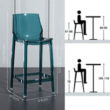 MANG Sgabelli da Bar Moderni in Acrilico Sgabello da Bar Senza Braccioli Sedia da Pranzo Trasparente da Cucina con Sgabelli Alti, 65cm/ 75cm, Blu, Grigio
