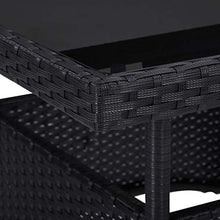 SKM Set Mobili da Pranzo per Giardino 3 pz Nero Polyrattan e Vetro