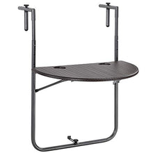 BAKAJI Tavolo Tavolino da Ringhiera per Esterno Balcone Pieghevole Salvaspazio Altezza Regolabile Struttura in Metallo e Piano in Polyrattan xon Portabicchieri Dimensione 60x64cm (Marrone)