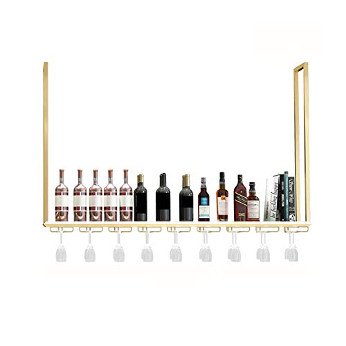 CCFENG Bancone Gancio, a Testa in Giù cremagliera di Vetro di Vino, Appeso armadietto del Vino Vino Rack, Appendiabiti, scaffale, archiviazione Decorativo (Color : A, Size : 100 * 35CM)