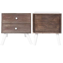 Comodino in legno, stile retrò, comodino in legno camera da letto, comodino con 2 cassetti, tavolino laterale per divano per soggiorno , 43 x 35 x 49,5 cm