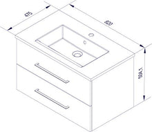 Fackelmann lavabo sotto armadio appeso 80 cm Rovere Scuro con ceramica bacino Serie B. perfetto
