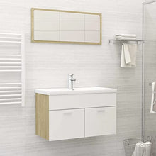 vidaXL Set Mobili da Bagno 2 pz Bianco e Rovere Sonoma in Truciolato