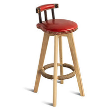 Sedie Da Bar In Legno Massello Semplici Sgabelli Da Bar Rotanti A 360 °, Per La Colazione Domestica, Cucina Da Pranzo, Sgabelli Alti, Con Cuscini Rotondi In PU (5 Colori, 74 Cm)(Color:rosso)