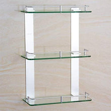 Storage Mensole da Bagno a Parete, ripiano in Vetro Elegante e Resistente alla Sicurezza, mensole da Bagno a Parete, portaoggetti per Doccia a Parete per Foratura per Cucina in Bagno (3 Livelli)