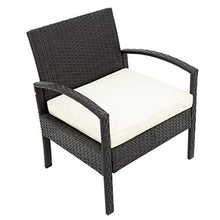 Polyrattan Sitzgruppe per 2 persone,Poly Rattan Lounge Set,2 Sessel Bank & Tisch 5cm Dicke Auflagen Sitzgruppe Garten Balkonset Gartenmöbel,Braun