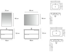 : Set Mobile Lavabo Specchio LED Arredo Bagno Moderno Boston70 CERAMICHEMIRANDA-Rovere