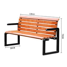 Panchina in ghisa mobili da giardino per esterni, panchine di attesa in legno massello in ferro anticorrosivo con schienali per parco, cortile balcone portico giardino lungo panchina dritta