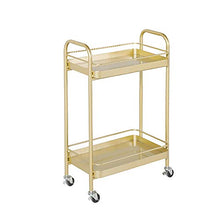BLWX LY Carrello di stoccaggio in Ferro, ripiano a 2 Piani con Ruote ， Ripiano for organizzatore for Salone di Bellezza, Carrello da Cucina Stretto ， Oro