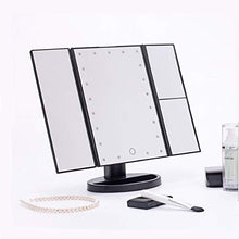 QAVILFLY - Specchio cosmetico con luci, ingrandimento 2 x 3 x, interruttore touch screen, doppio alimentatore, portatile ad alta definizione, specchio per trucco a tre luci