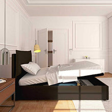 Baldiflex Letto Piazza e Mezza con Contenitore Modello Licia in Ecopelle, Rete a Doghe, per Materassi Piazza e Mezza 120x200 cm, Testiera Finemente Imbottita, colore DK Chocolate
