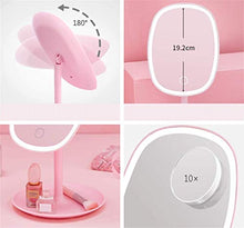 ADSE Specchio per Il Trucco con luci a LED, Specchio Luminoso per Il Trucco, Specchio per Il Trucco Illuminato con Interruttore Touch Screen dimmerabile, azionamento USB (Lente d'Ingrandimento 10 ×)