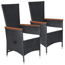 Tidyard- 2 pz Sedie da Giardino per Esterno Reclinabili in Polyrattan Nere con Cuscini Bianco Crema,Poltrone Poltrocine da Giardino per Esterno Reclinabili in Rattan,Sedie in Rattan 58x62x108 cm