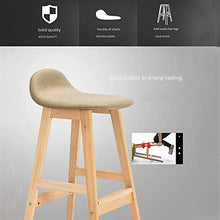 WZX Sgabelli da bancone da Cucina Sgabelli da Bar Set di 2 sedie in Legno massello Gambe controsoffitto in Pelle di Lino con Schienale Sedia Grande