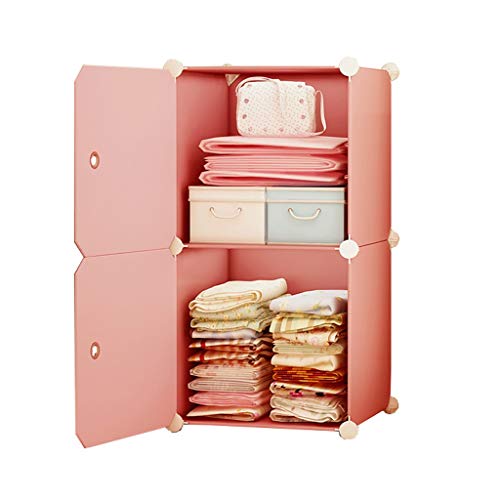 Locker Armadio Armadio Rimovibili di Plastica Noleggio Scaffali Abbigliamento Home Camera A 2 Strati Dormitorio Rosa 39X37X75CM MUMUJIN
